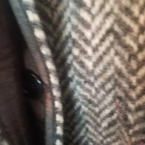 Talbots Vintage Women's Wool Herringbone Grey Bomber Jacket  Sz 11/12 - Picture 7 of 15